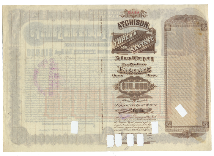 Atchison, Topeka and Santa Fe Railroad Company Bond Certificate