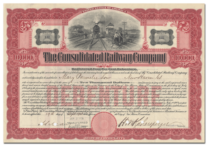 Consolidated Railway Company Bond Certificate