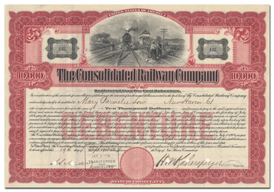 Consolidated Railway Company Bond Certificate