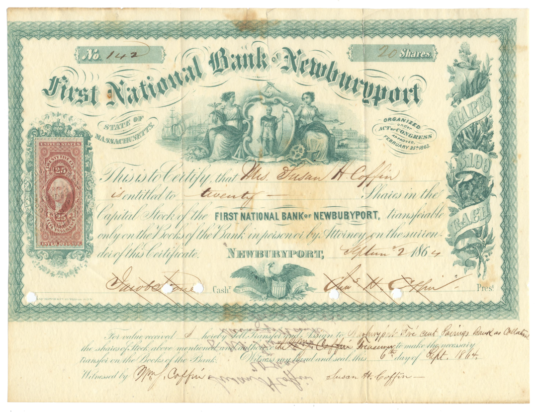 First National Bank of Newburyport Stock Certificate