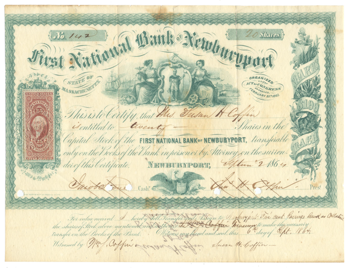 First National Bank of Newburyport Stock Certificate