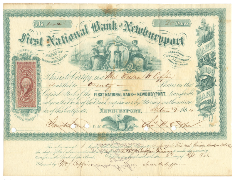 First National Bank of Newburyport Stock Certificate
