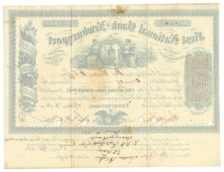 First National Bank of Newburyport Stock Certificate