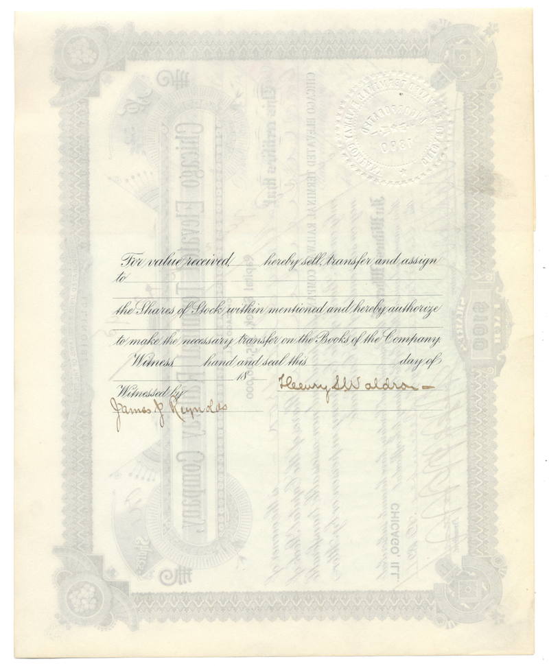 Chicago Elevated Terminal Railway Company Stock Certificate