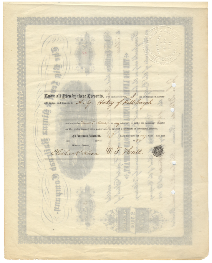 Big Level & Kinzua Railroad Company Stock Certificate