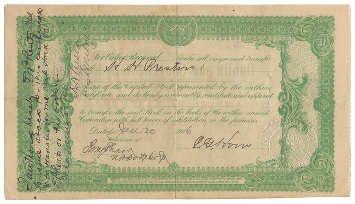 Dublin and Southwestern Railroad Stock Certificate