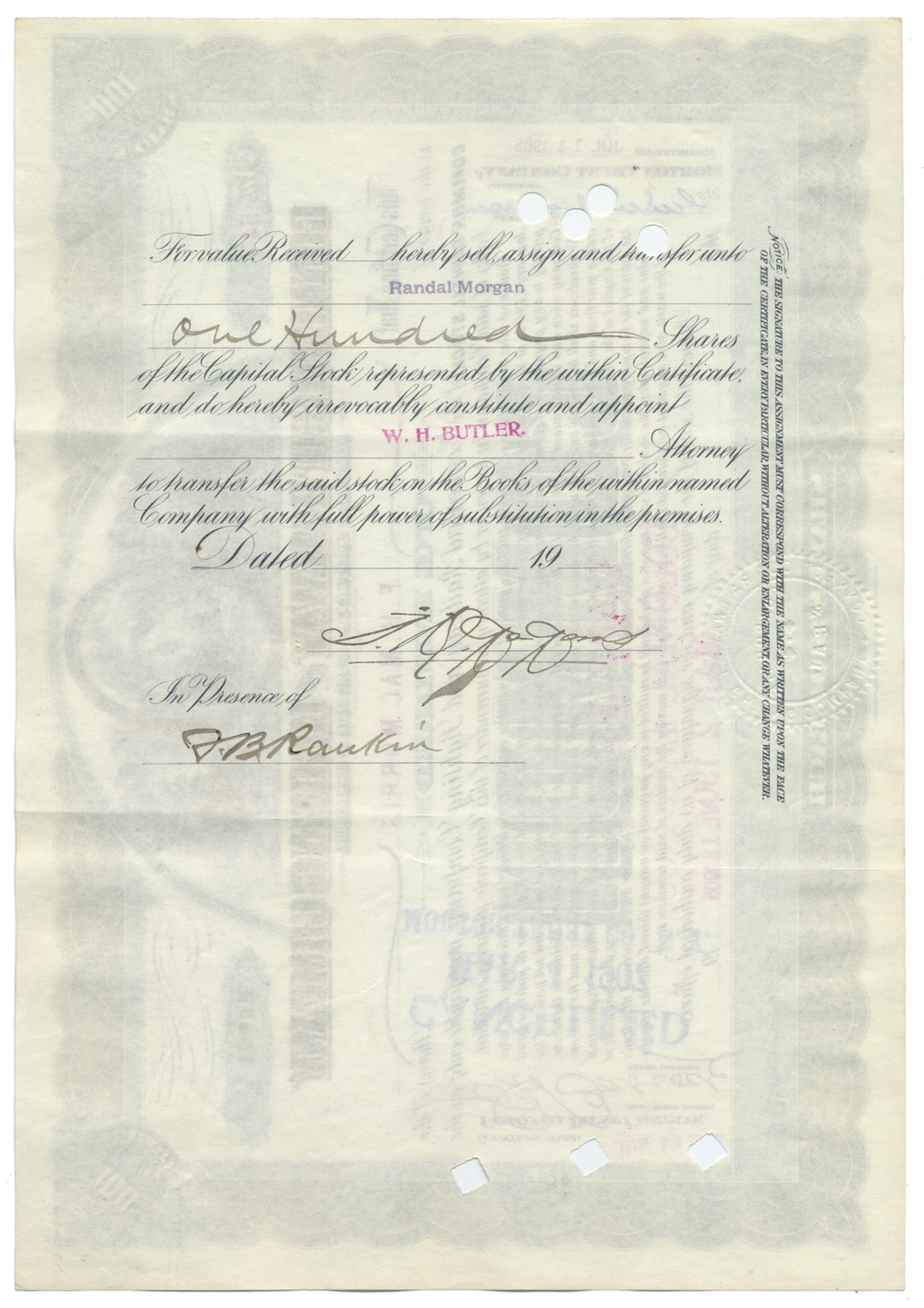 Connecticut Railway and Lighting Company Stock Certificate