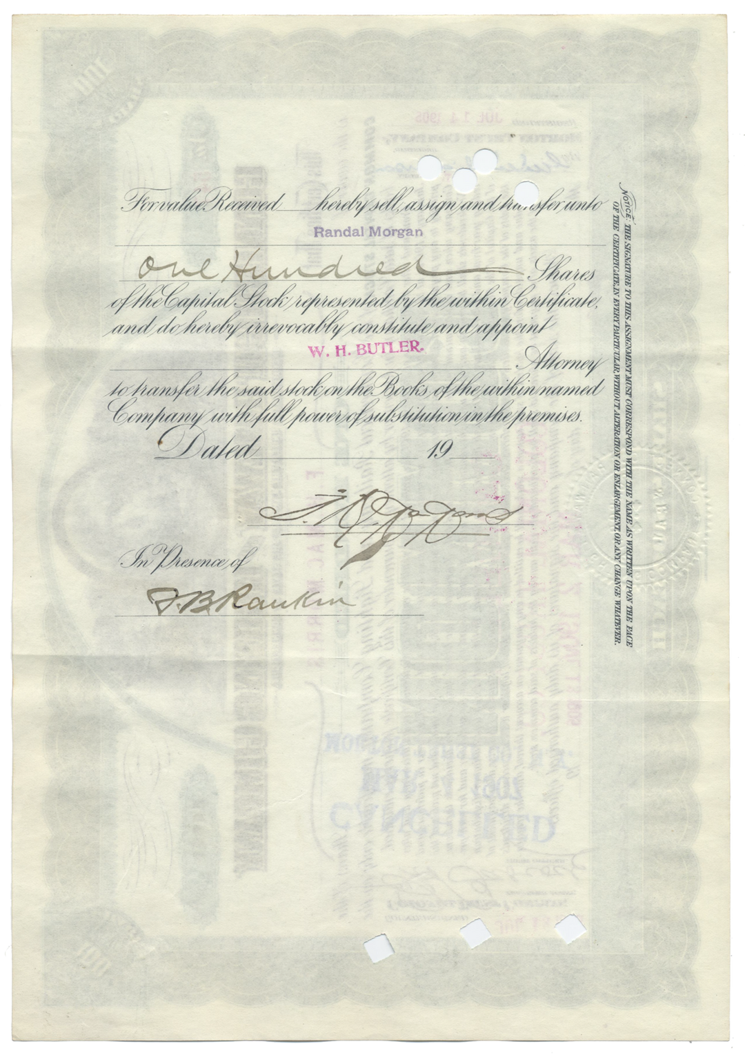 Connecticut Railway and Lighting Company Stock Certificate