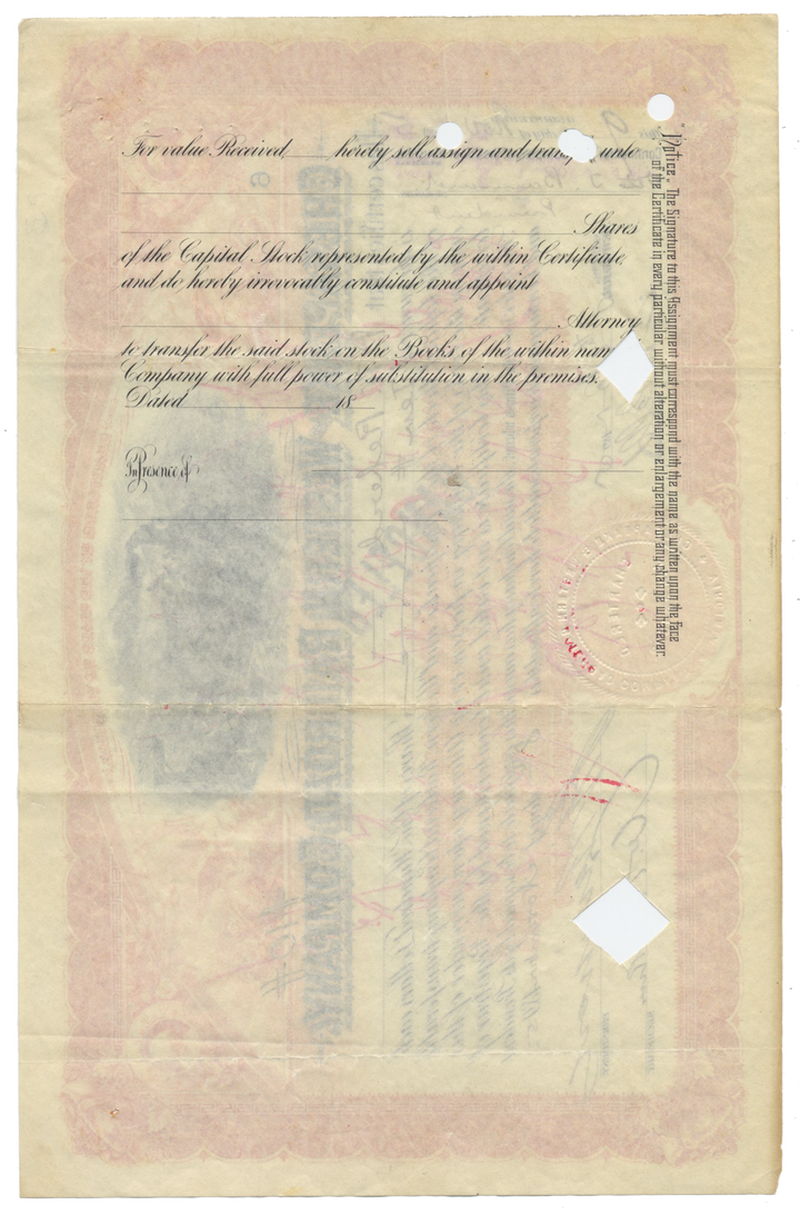 Chesapeake and Western Railroad Company Stock Certificate