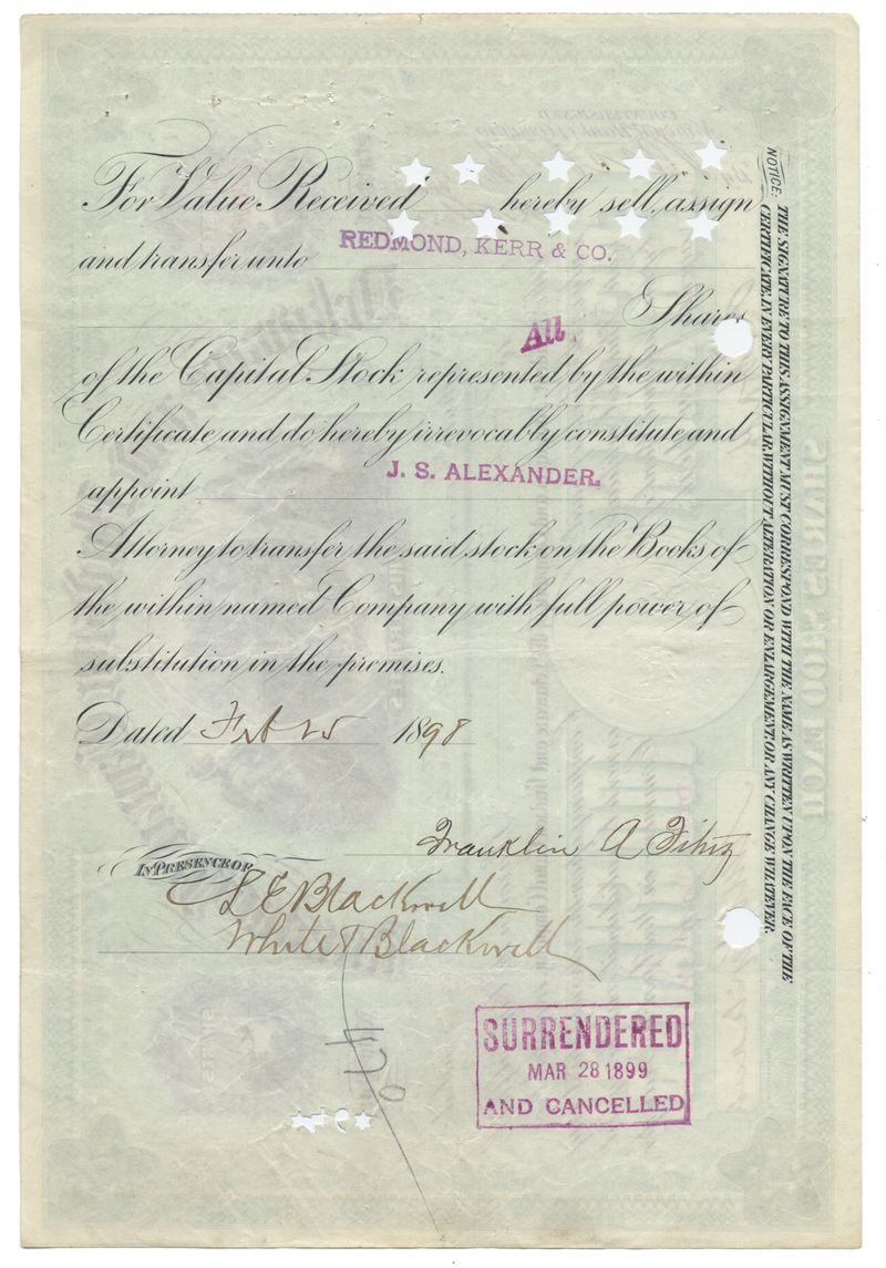 Delaware and Hudson Canal Company Stock Certificate Ghosts of Wall Street