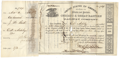 Chicago & Great Eastern Railway Company Stock Certificate