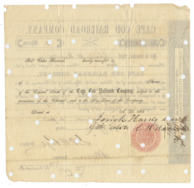 Cape Cod Railroad Company Stock Certificate