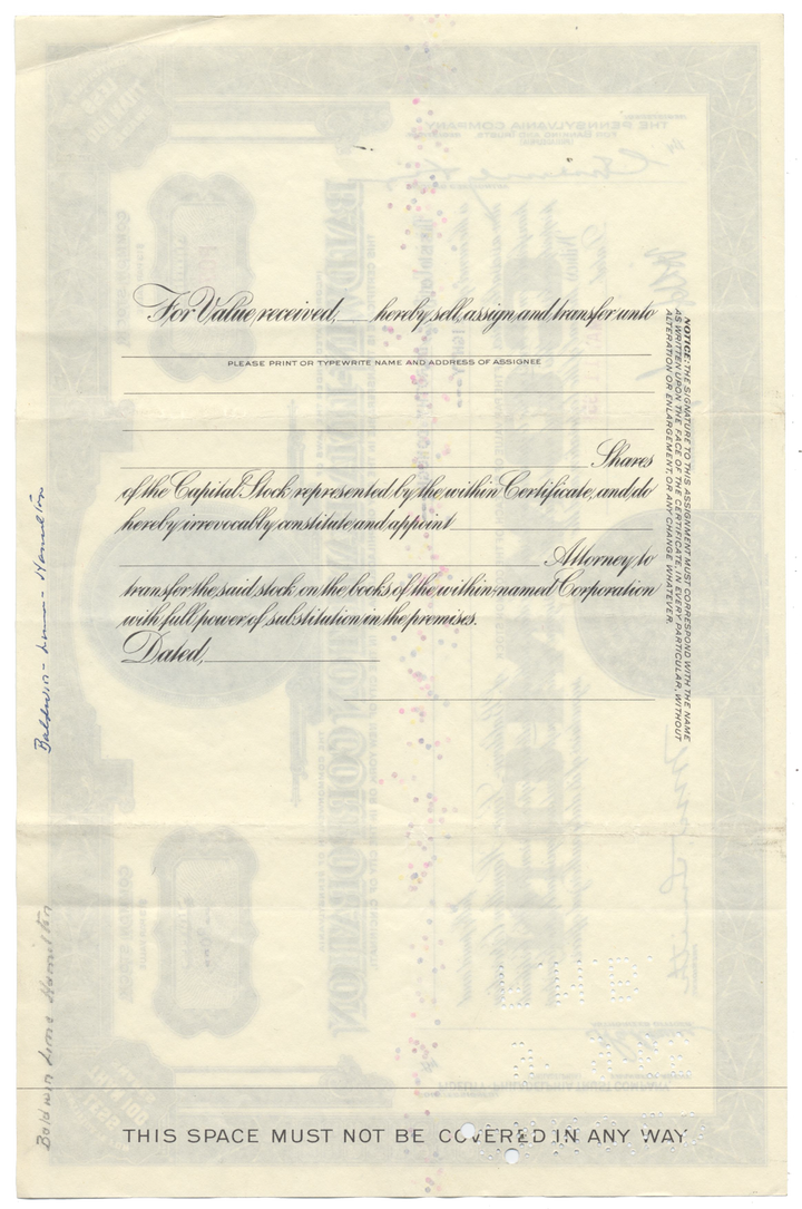 Baldwin-Lima-Hamilton Corporation Stock Certificate