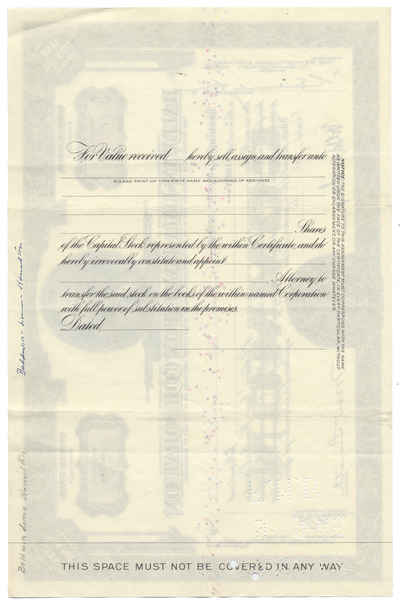 Baldwin-Lima-Hamilton Corporation Stock Certificate