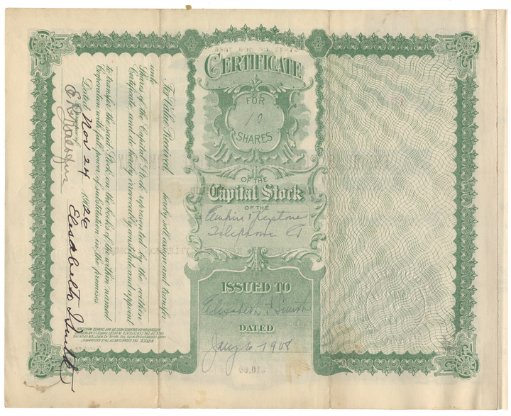 Empire & Keystone Telephone Company Stock Certificate