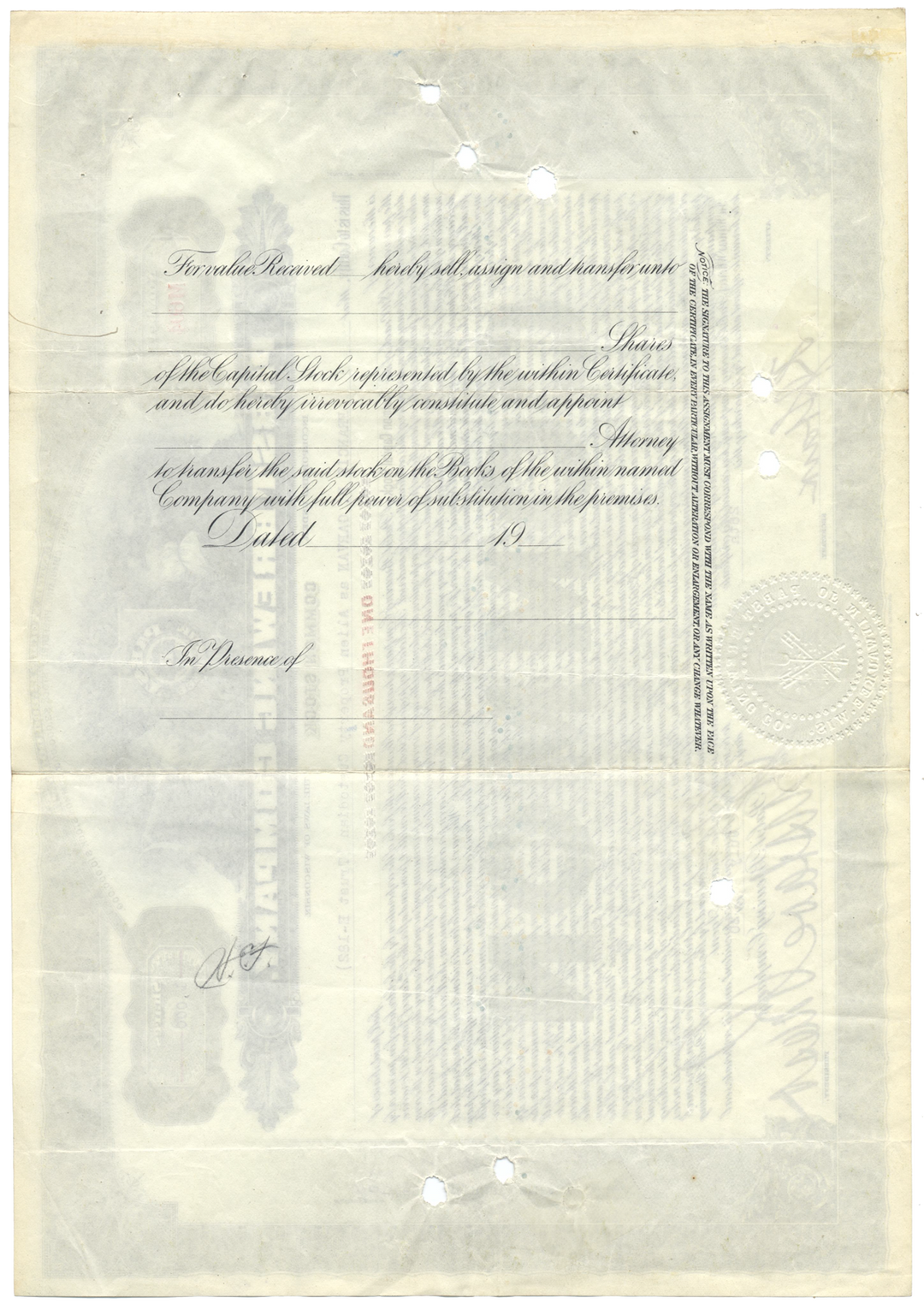 Pabst Brewing Company Stock Certificate Signed by Gustave Pabst