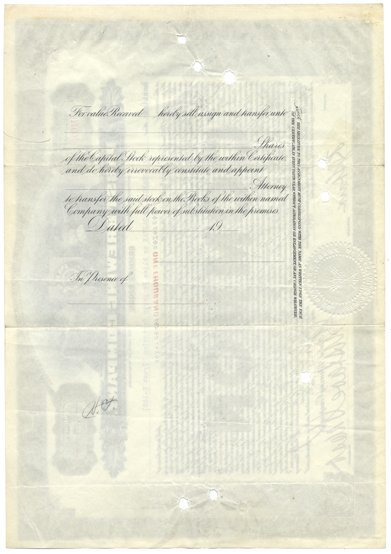 Pabst Brewing Company Stock Certificate Signed by Gustave Pabst