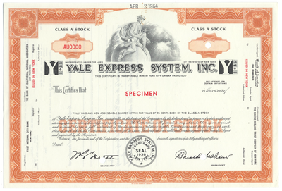 Yale Express System, Inc. Specimen Stock Certificate