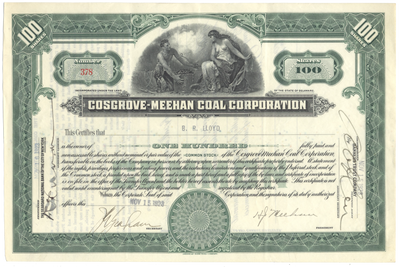 Cosgrove-Meehan Coal Corporation Stock Certificate