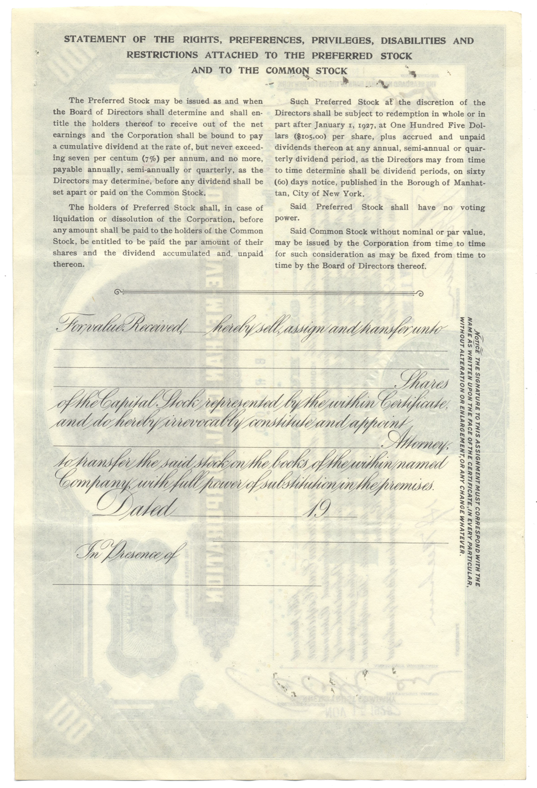 Cosgrove-Meehan Coal Corporation Stock Certificate