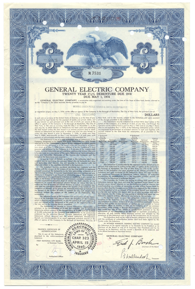 General Electric Company Bond Certificate