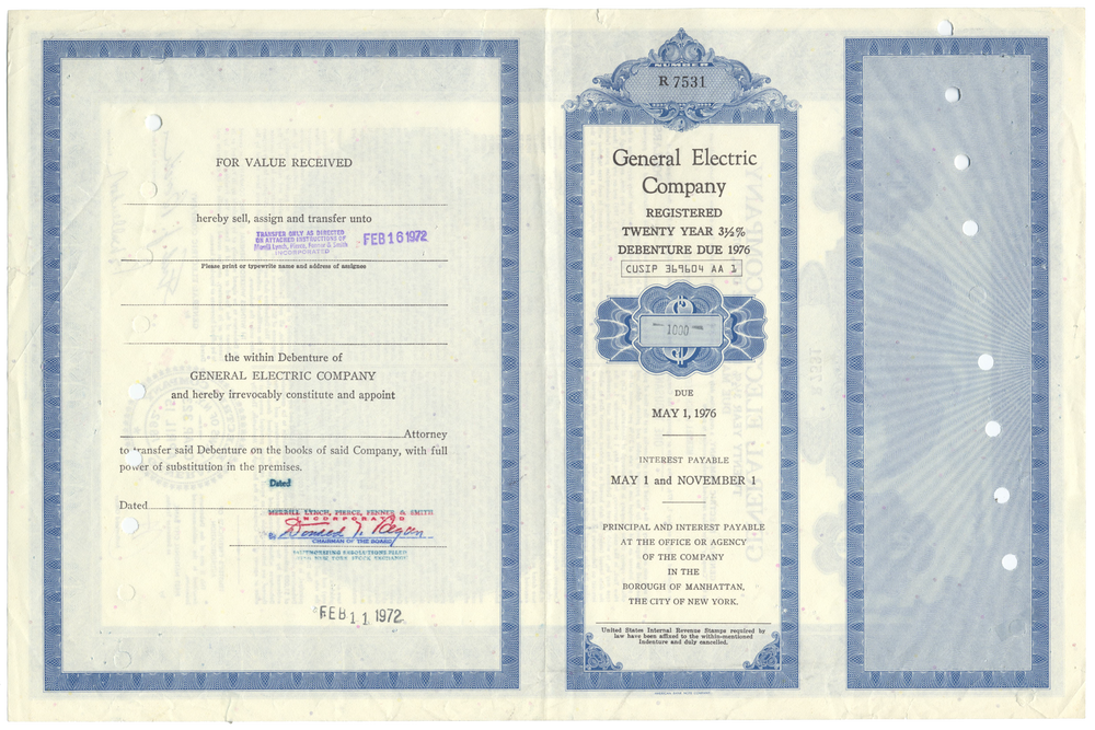 General Electric Company Bond Certificate