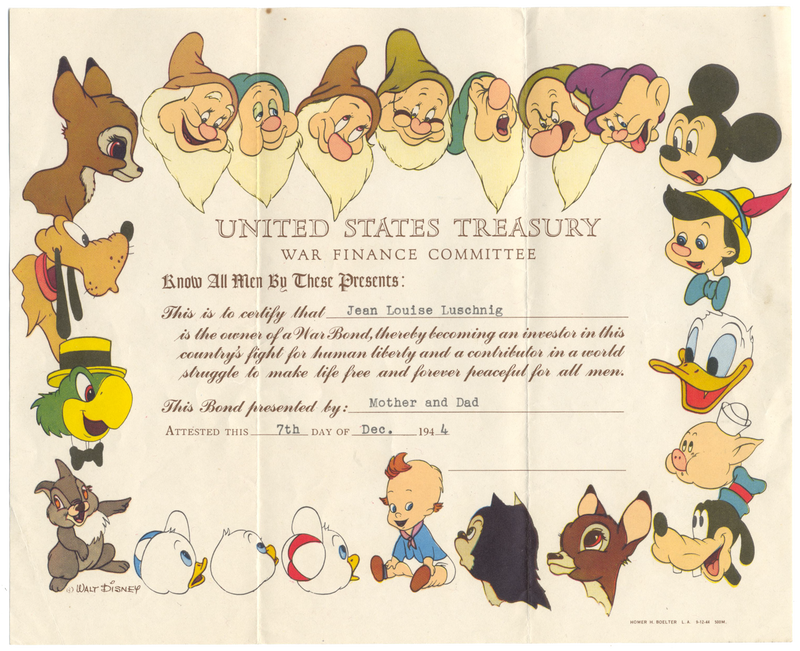 United States Treasury War Bond Certificate