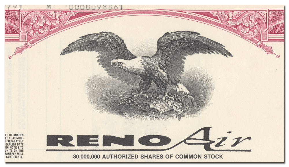 Reno Air Stock Certificate