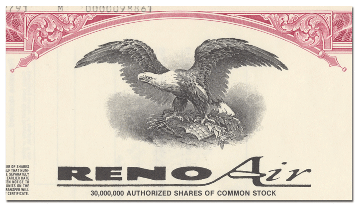 Reno Air Stock Certificate