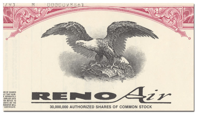 Reno Air Stock Certificate