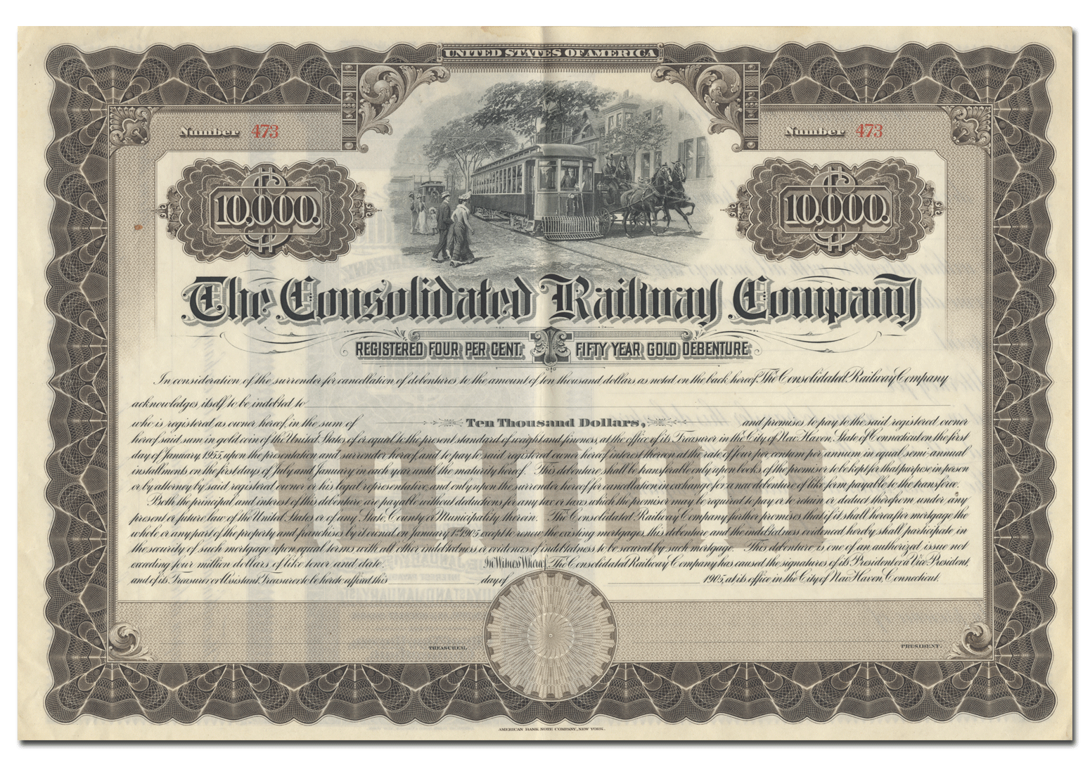 Consolidated Railway Company Bond Certificate