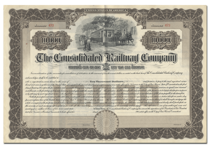 Consolidated Railway Company Bond Certificate