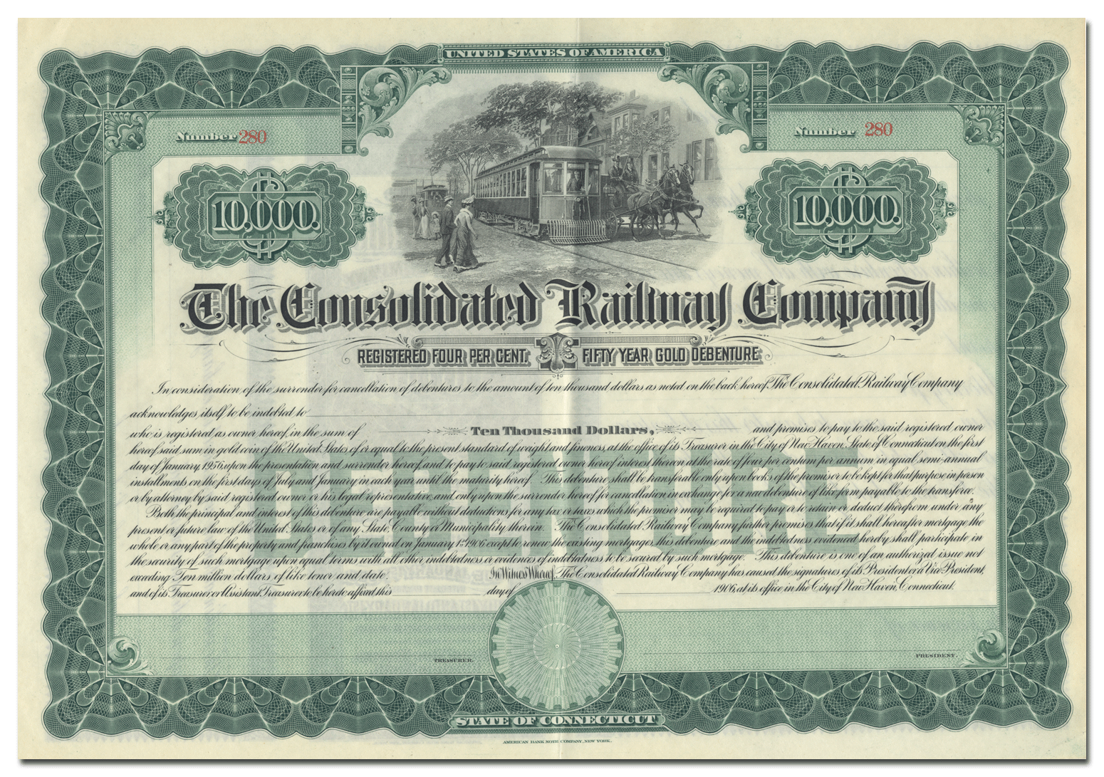 Consolidated Railway Company Bond Certificate
