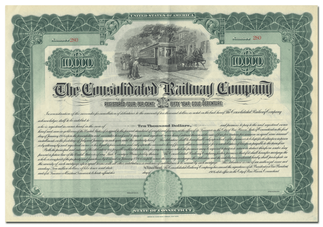 Consolidated Railway Company Bond Certificate