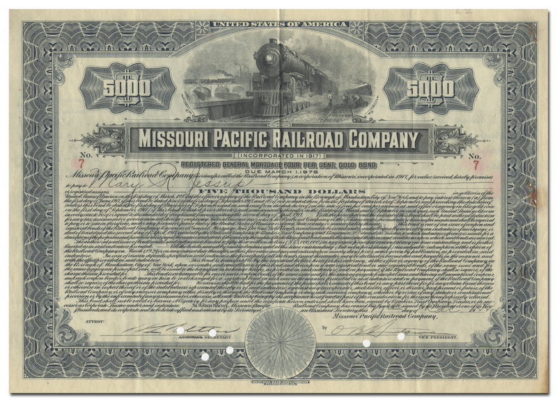 Missouri Pacific Railroad Company Bond Certificate