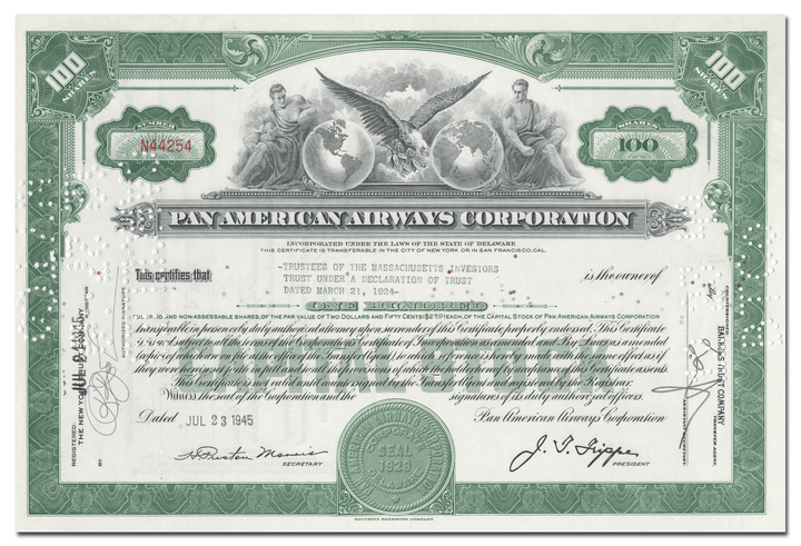 Pan American World Airways Corporation Stock Certificate