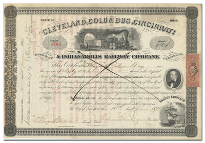 Cleveland, Columbus, Cincinnati & Indianapolis Railway Company Stock Certificate