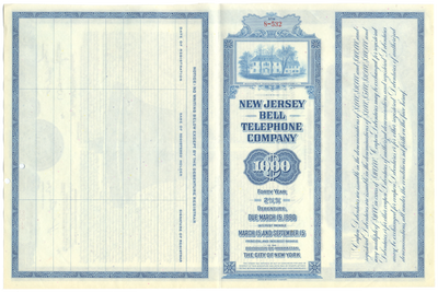 New Jersey Bell Telephone Company Bond Certificate