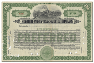 Missouri-Kansas-Texas Railroad Company Stock Certificate