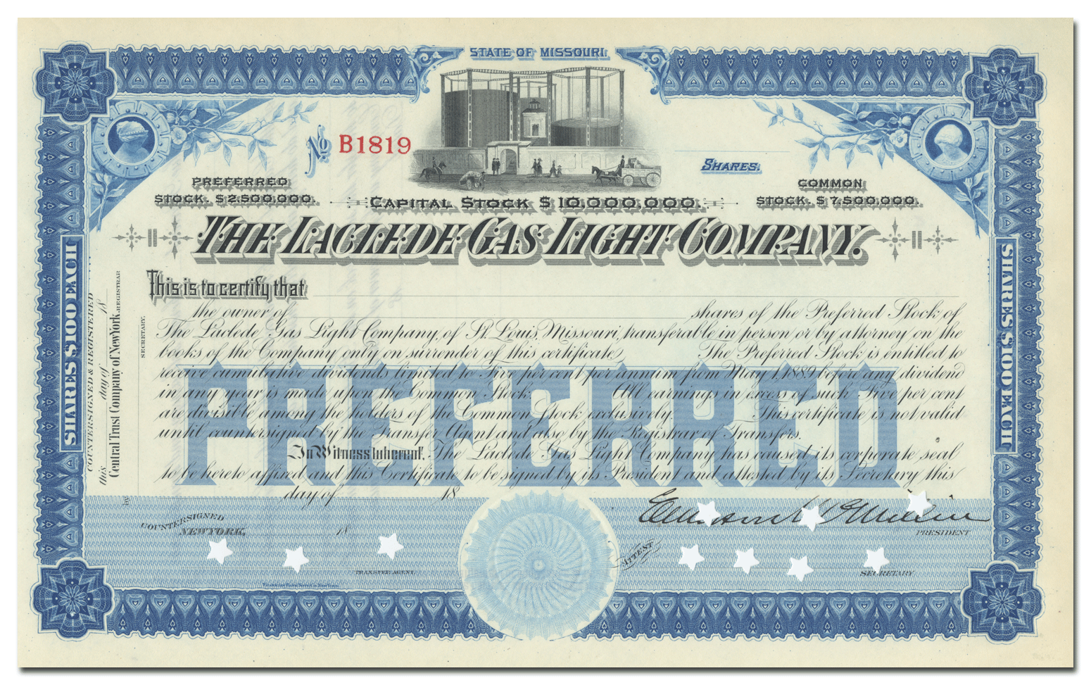 Laclede Gas Light Company Stock Certificate