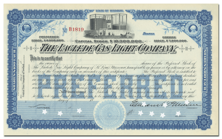 Laclede Gas Light Company Stock Certificate