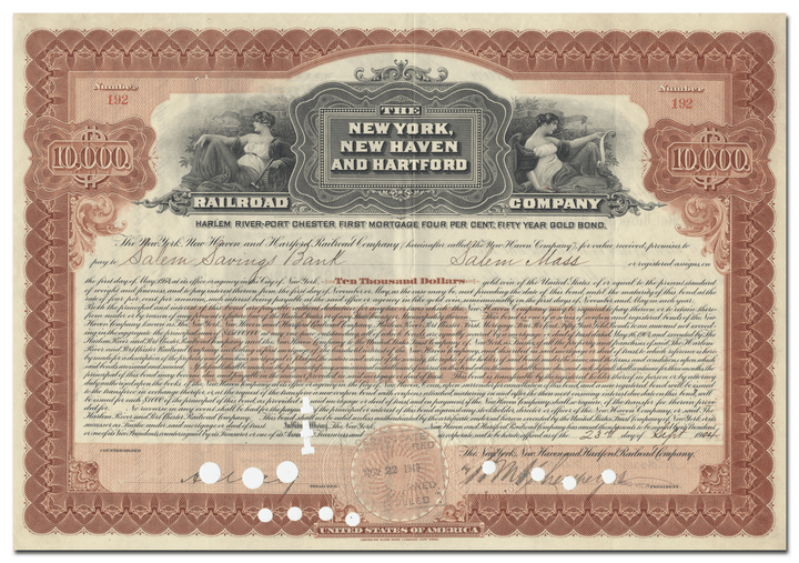 New York, New Haven and Hartford Railroad Company Bond Certificate