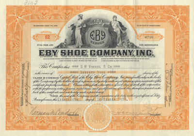 Eby Shoe Company, Inc. Stock Certificate
