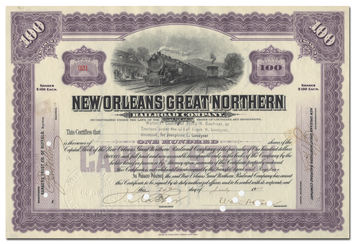 New Orleans Great Northern Railroad Company Stock Certificate