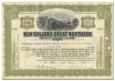 New Orleans Great Northern Railroad Company Stock Certificate