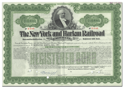 New York and Harlem Railroad Company Bond Certificate