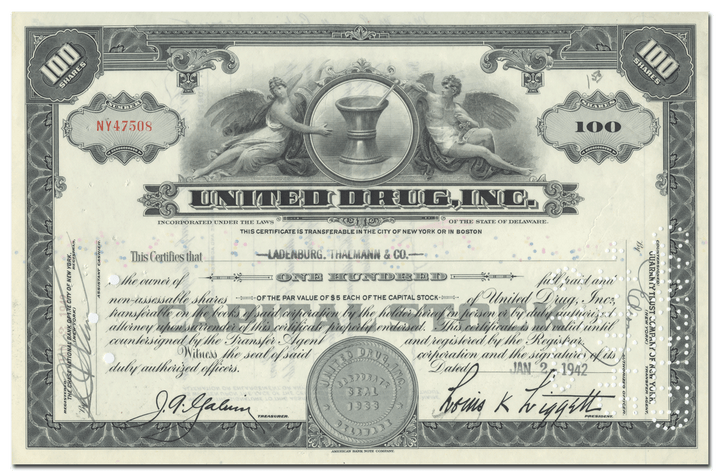 United Drug, Inc. Stock Certificate