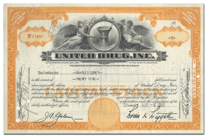 United Drug, Inc. Stock Certificate