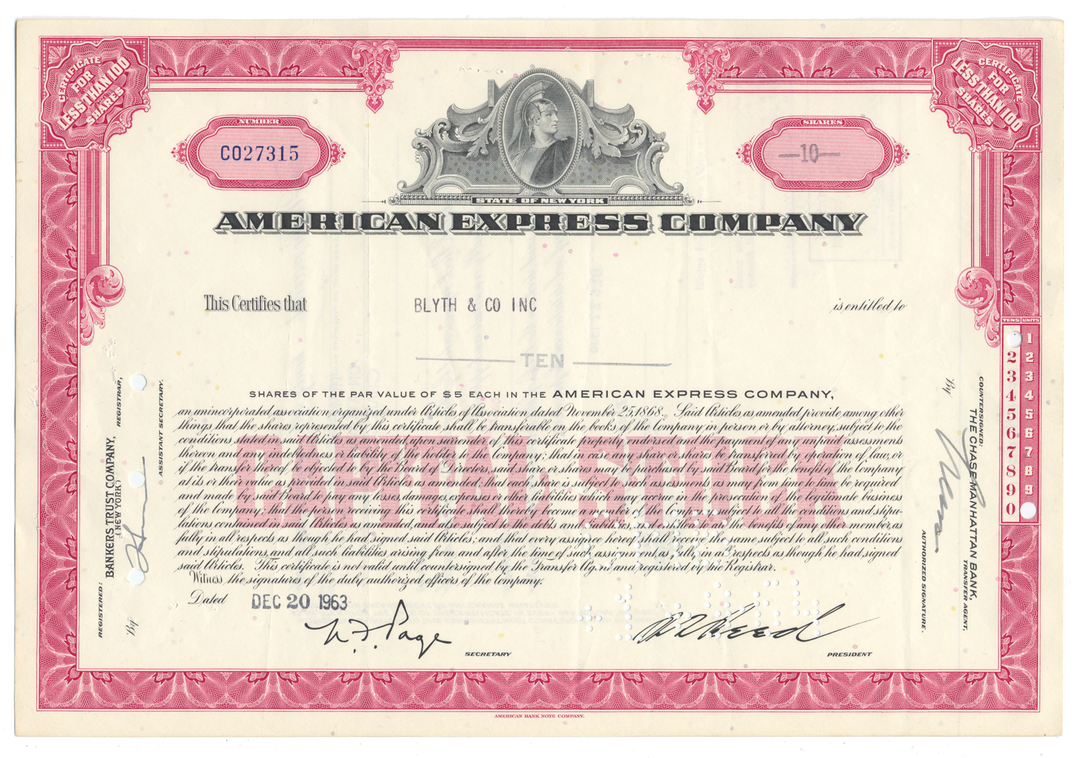 American Express Company Stock Certificate